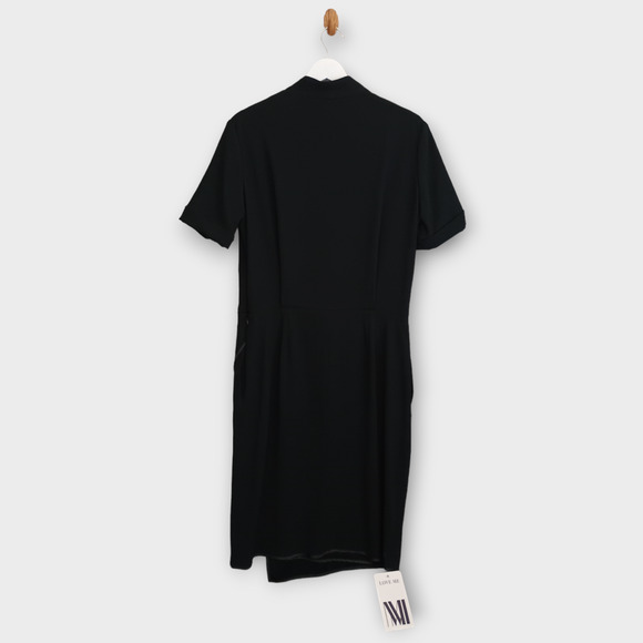 MM LaFleur Dress Womens 8 Black Tory Faux Wrap Career Professional Classic Dress - Picture 2 of 11